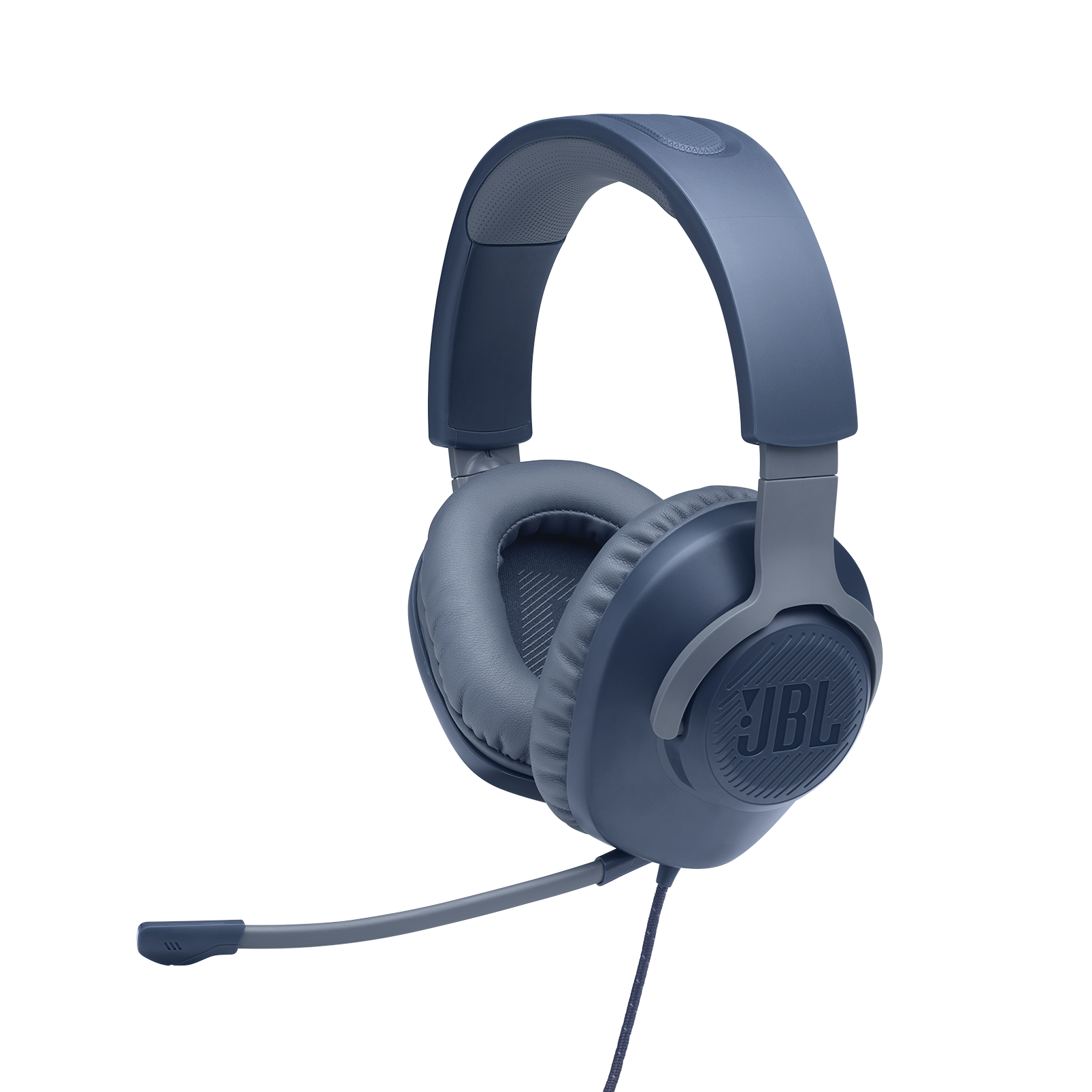 JBL Quantum 100 - Blue - Wired over-ear gaming headset with flip-up mic - Detailshot 1